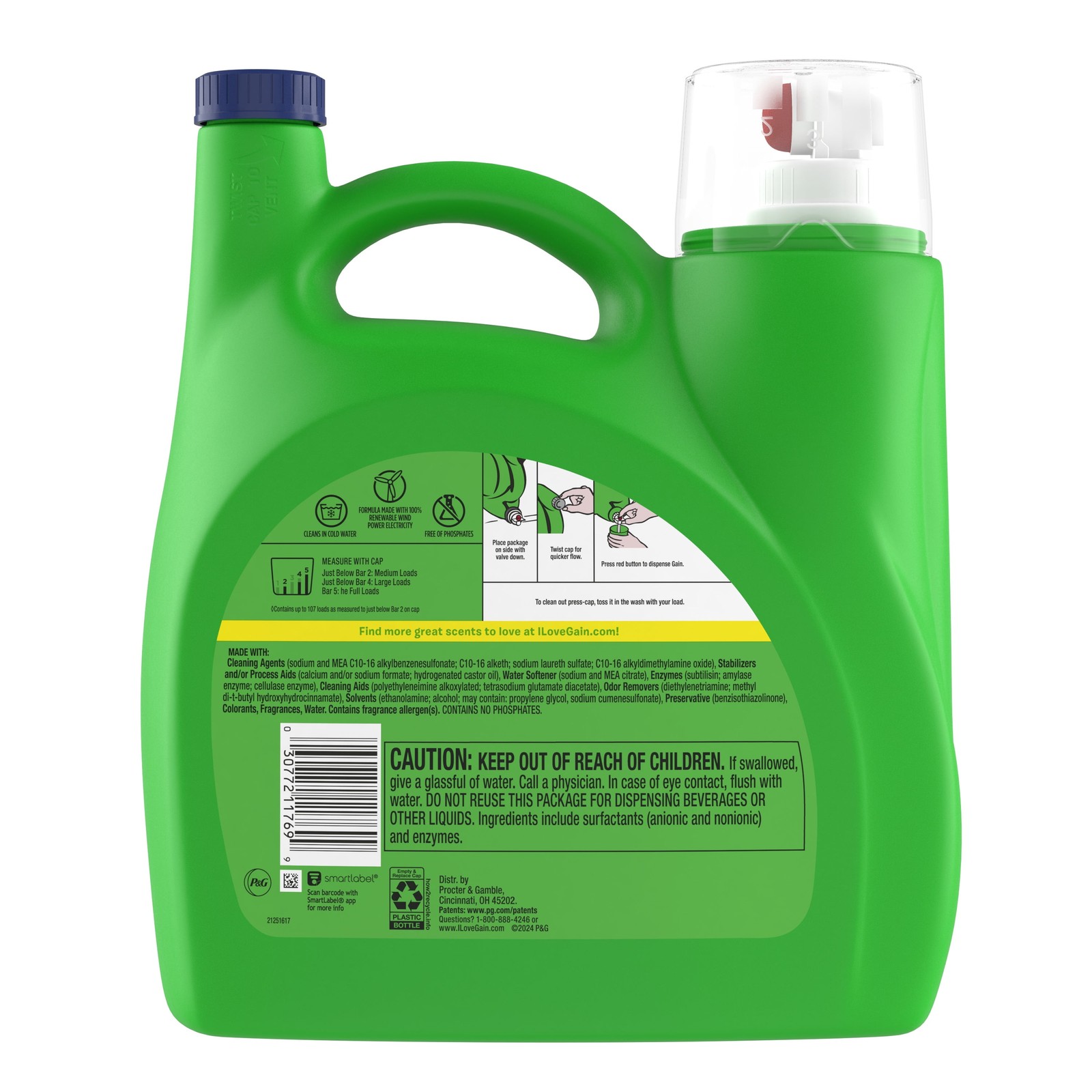 Gain Liquid Laundry Detergent RELAX Dewdrop Dream Scent 154 fl oz 107 Loads