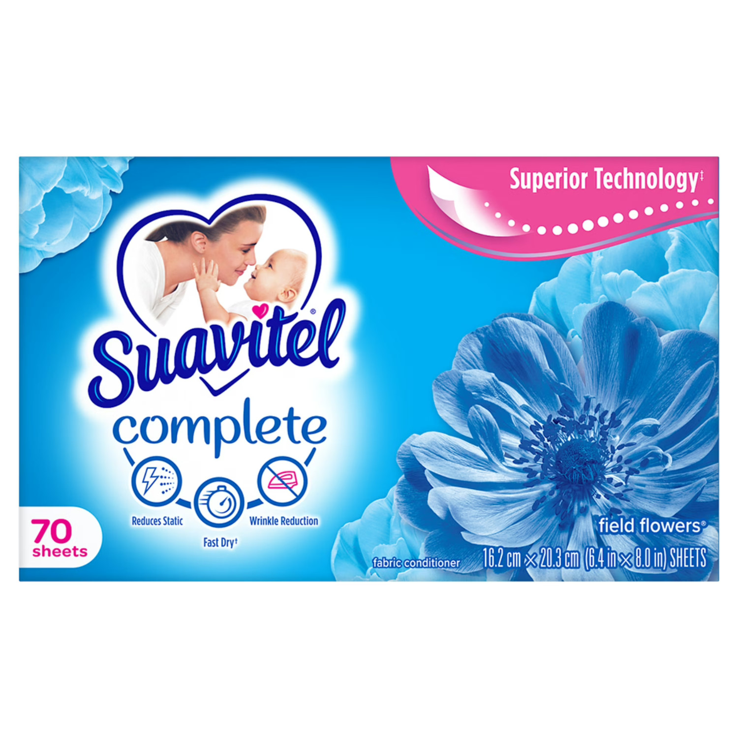 Suavitel Complete Dryer Sheets Morning Sun 70 Count Fabric Softener ( 12 Pack)