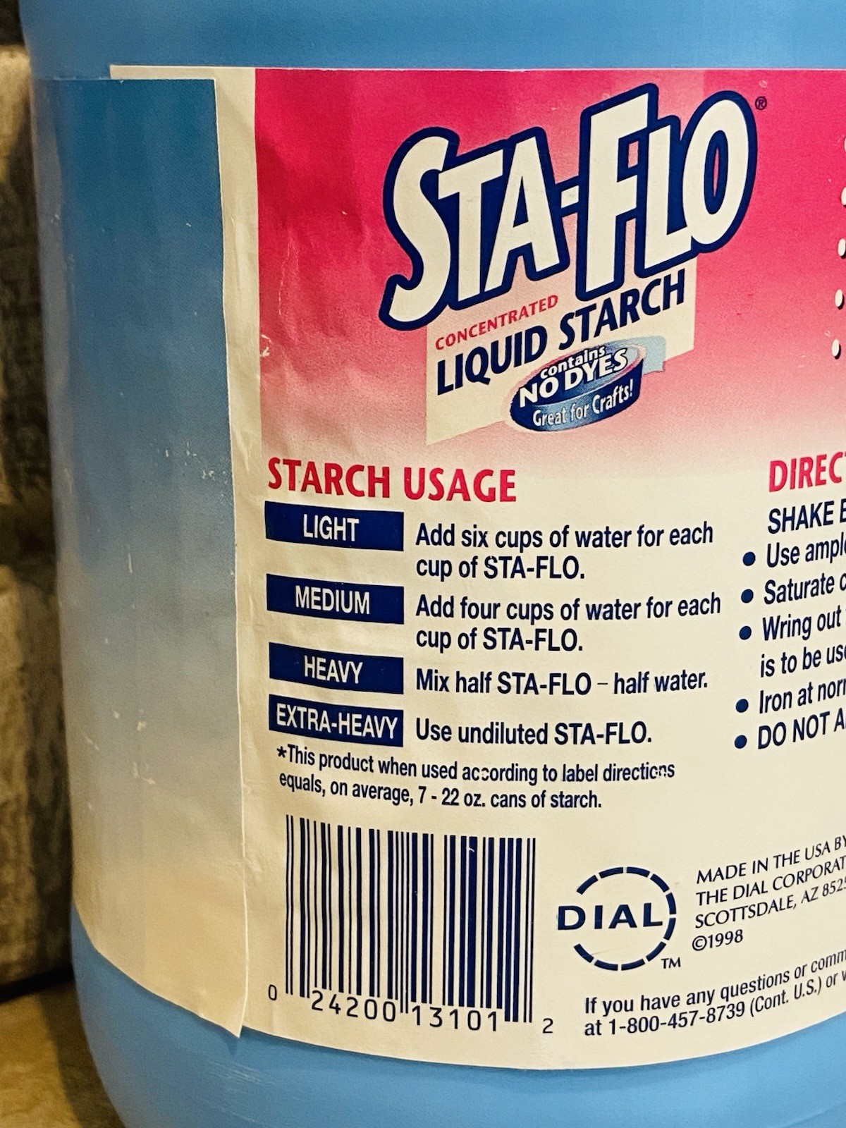 Sta Flo Liquid Starch Concentrated 64 oz Crafts Quilting Laundry Slime Purex