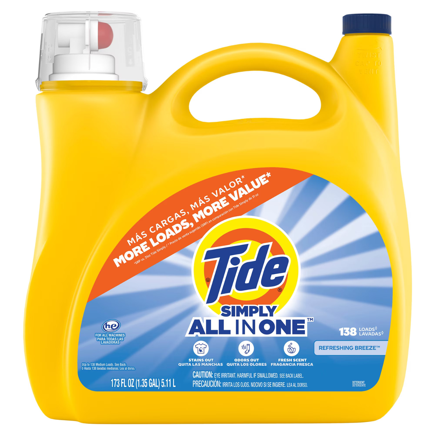 Tide Simply All-In-One Liquid Laundry Detergent Refreshing Breeze 173 oz, 2 Pack