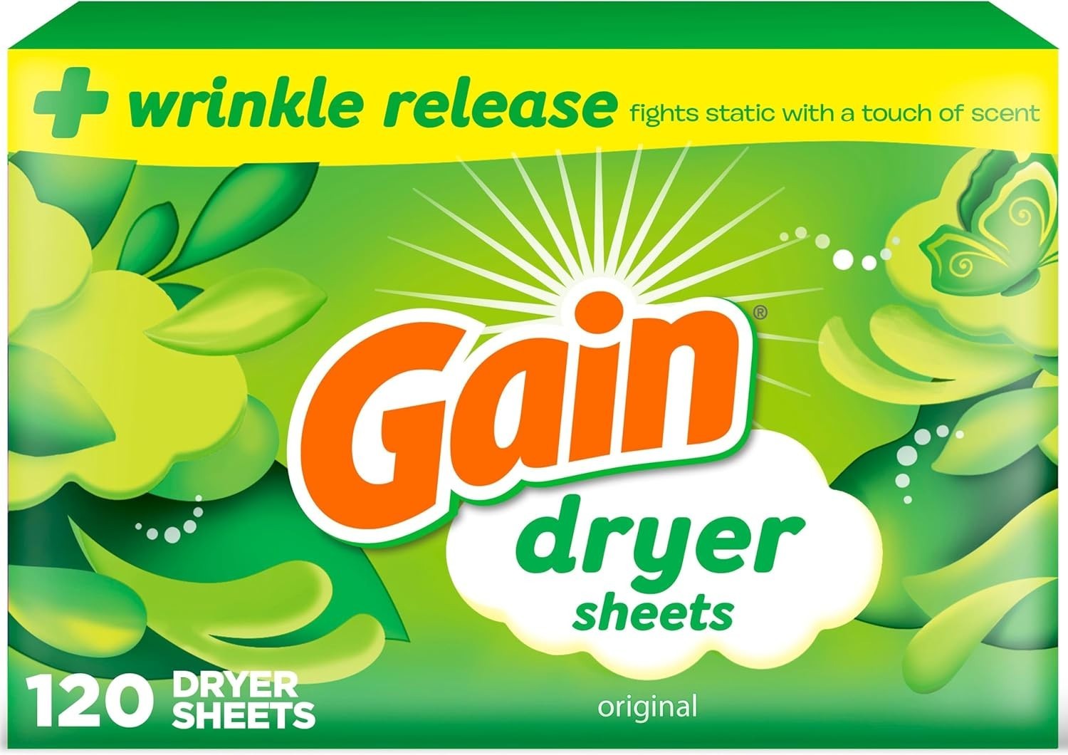 Gain Dryer Sheets 240 Count – Original Scent Wrinkle Release Anti Static Laundry