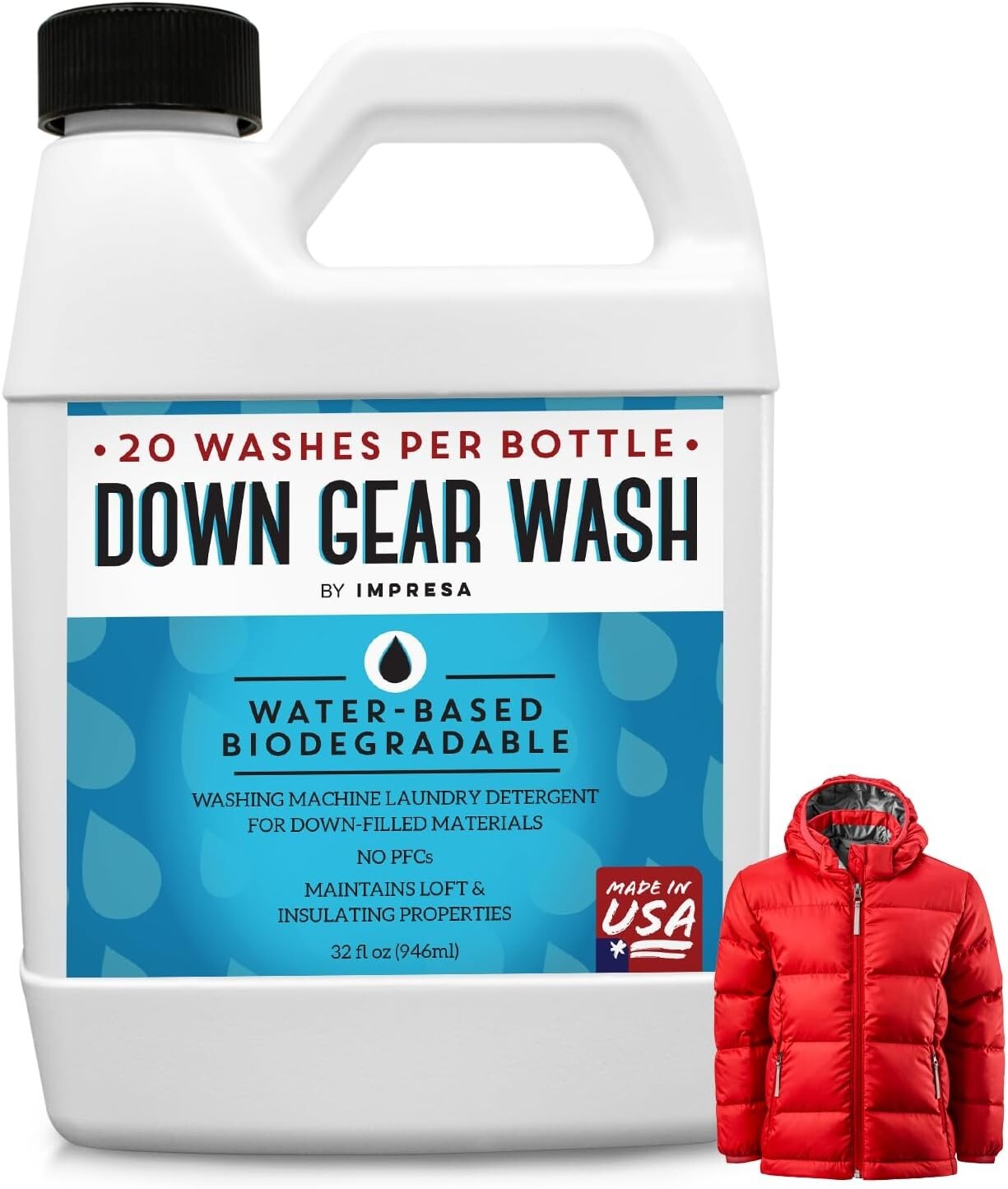 20 Loads – Concentrated Down Gear Wash Water-Based Detergent for Down-Filled