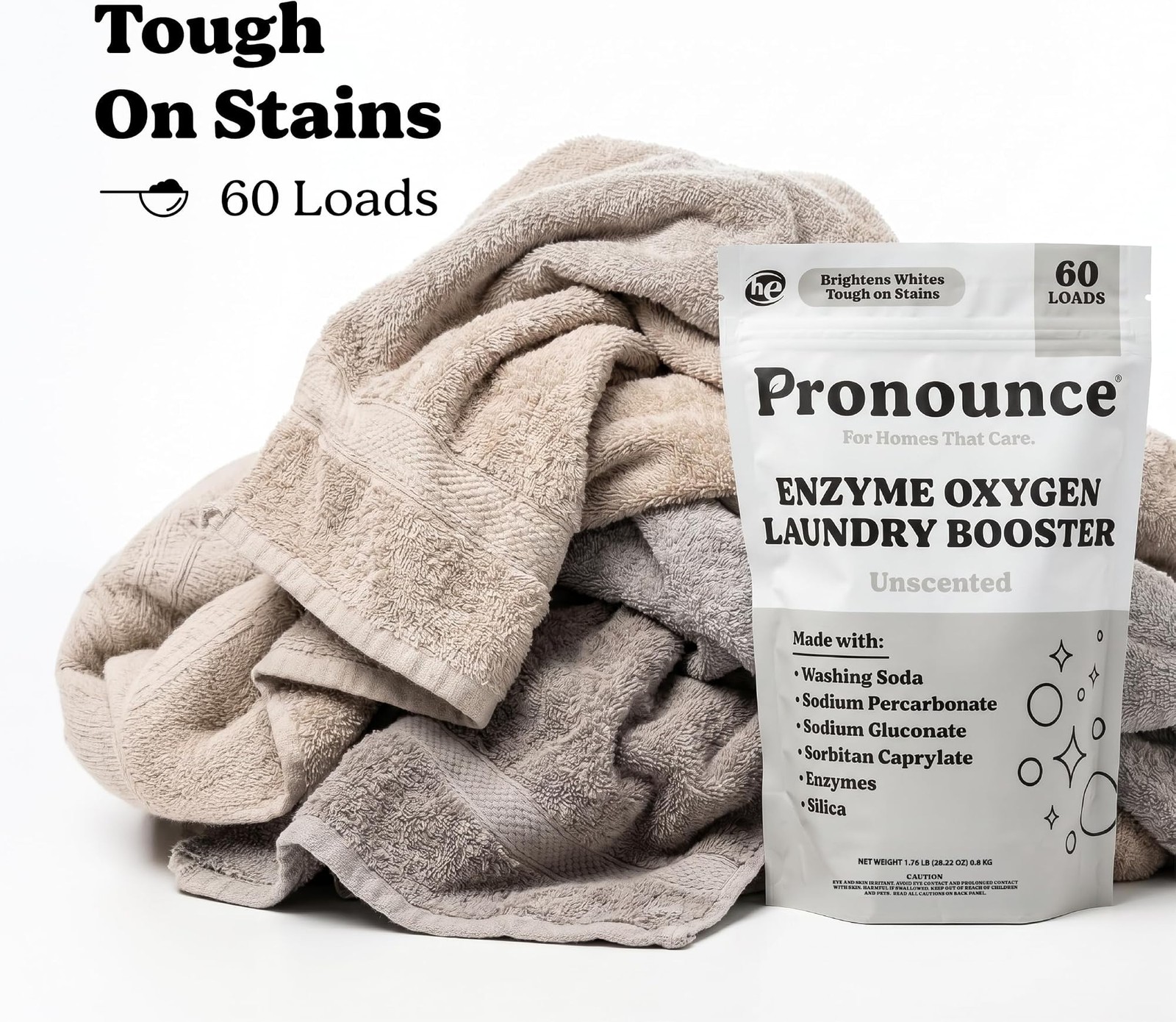 Pronounce Enzyme Oxygen Laundry Booster – Brightens White & Tough on Stains, …