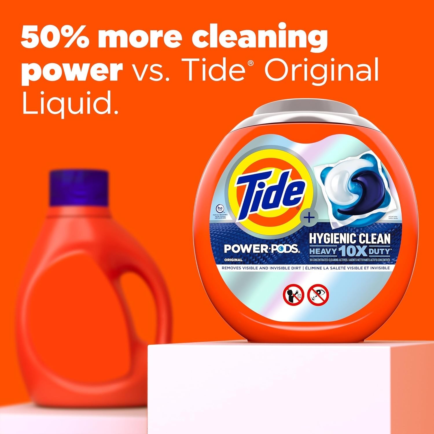 Tide Power Pods Laundry Detergent Soap Packs, Hygienic Clean, Original, 63 Ct