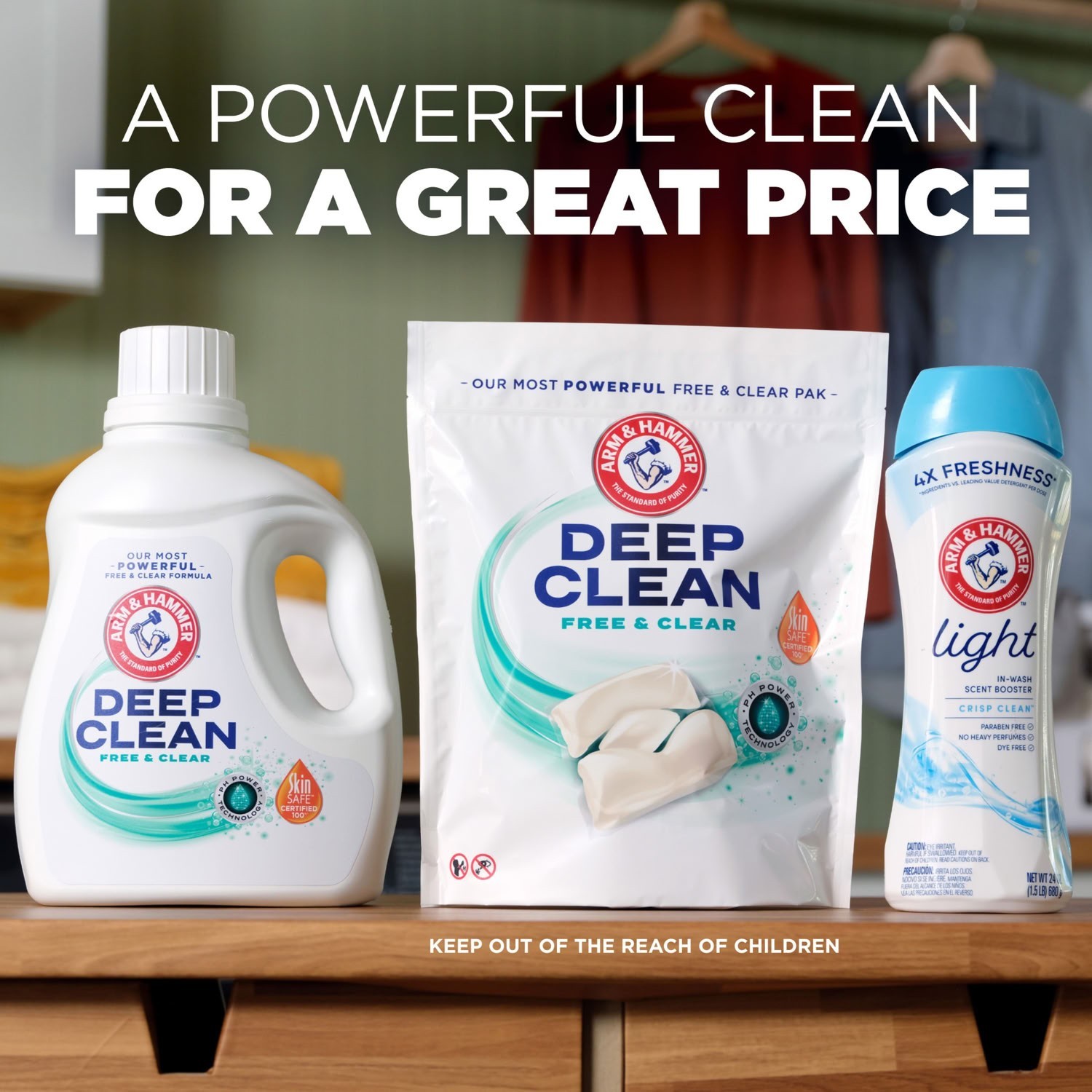 2 Pack ARM HAMMER Deep Clean Free Clear Liquid Laundry Detergent 75 Fl Oz