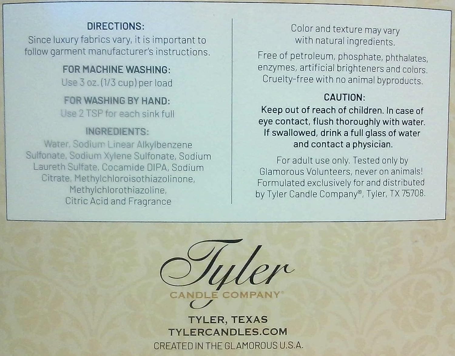 Tyler Candle French Market 32 Fl oz Laundry Detergent w/Dryer Sachet Pouch