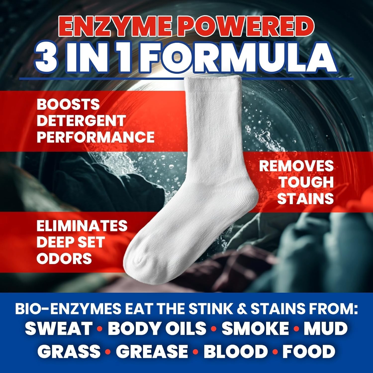 Bio Enzyme Laundry Booster Stain Remover Odor Sanitizer Fragrance Free 64 Loads