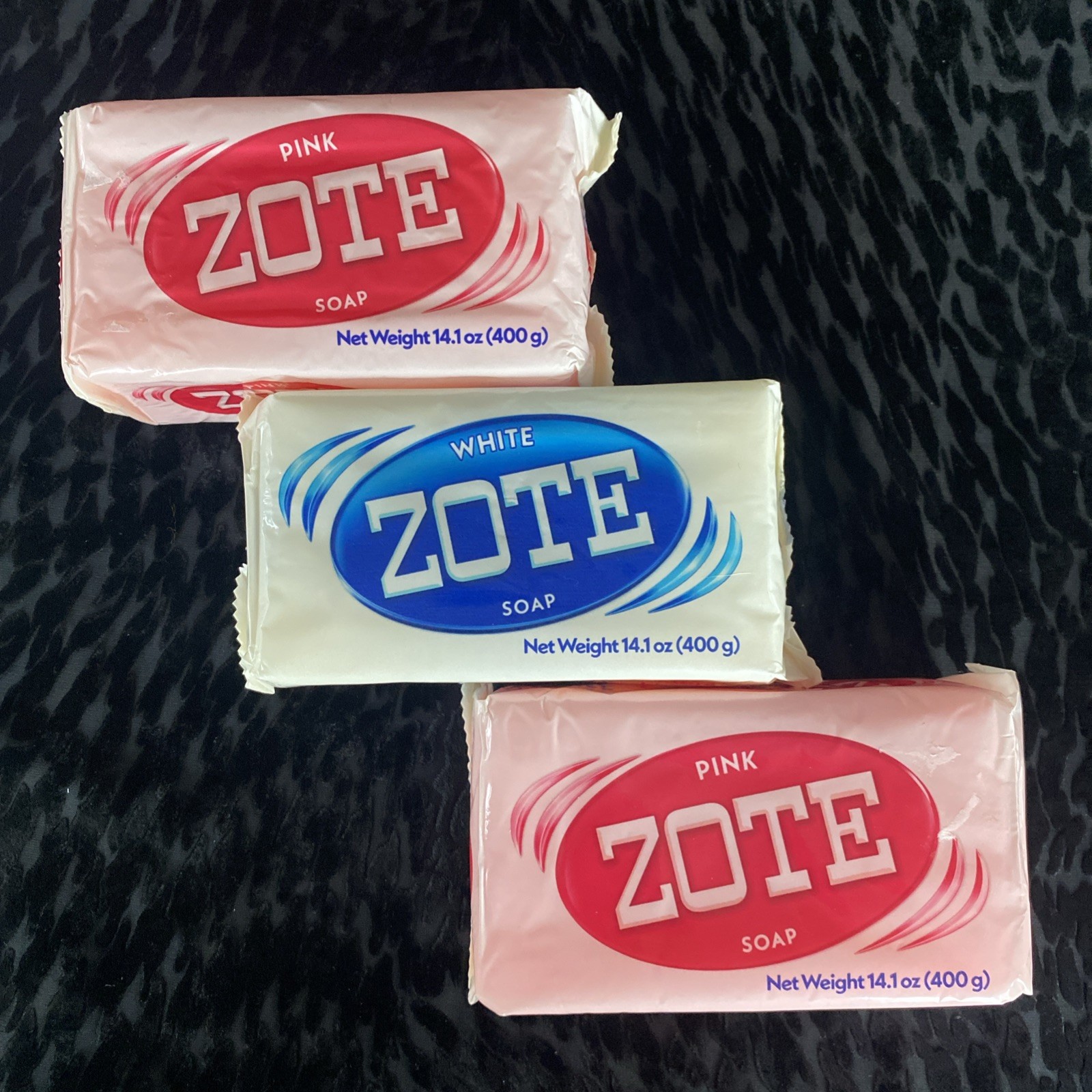 ZOTE LAUNDRY SOAP 3 LARGE BARS DETERGENT 2 PINK & 1 WHITE WASHING CLOTHES 14 OZ