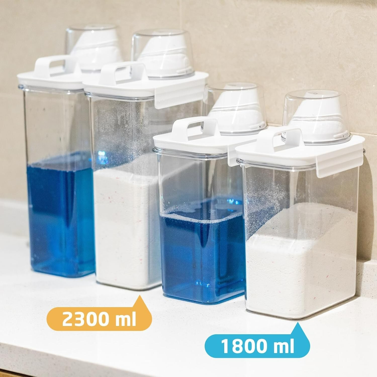 Laundry Detergent Dispenser-2 Pack, 61 Oz Detergent Dispenser with 4 Removable L