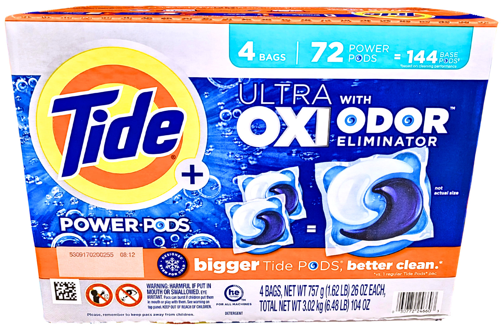 Tide Power PODS + Ultra OXI Laundry Detergent Pacs Original 72 Count