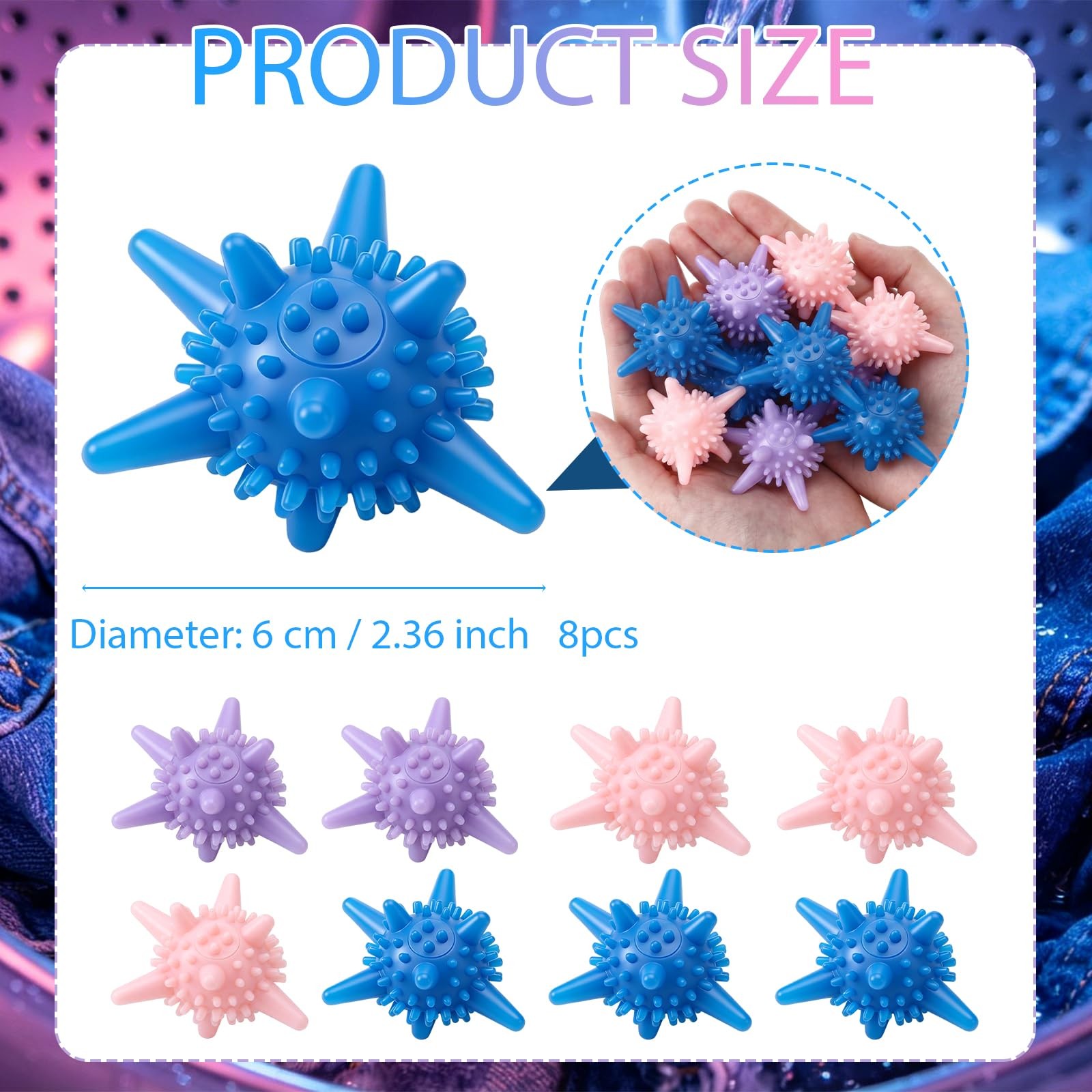 8 Pcs Silicone Dryer Balls Laundry Agitator Reusable Balls for Dryer or Washe…