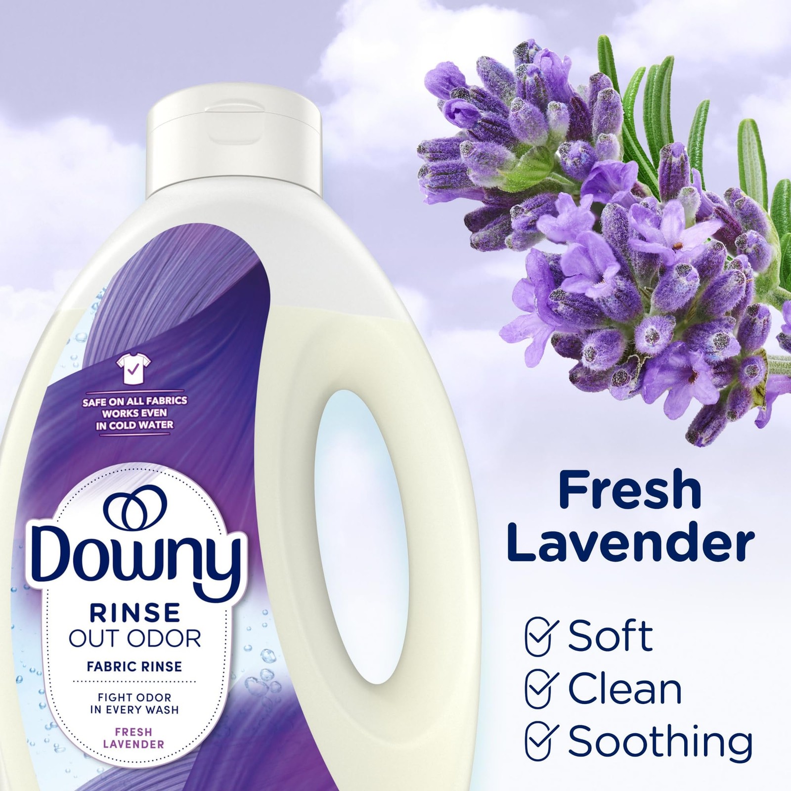 Downy Rinse Laundry Odor Remover, Fresh Lavender Scent, 62 Fl Oz (Pack of 1)