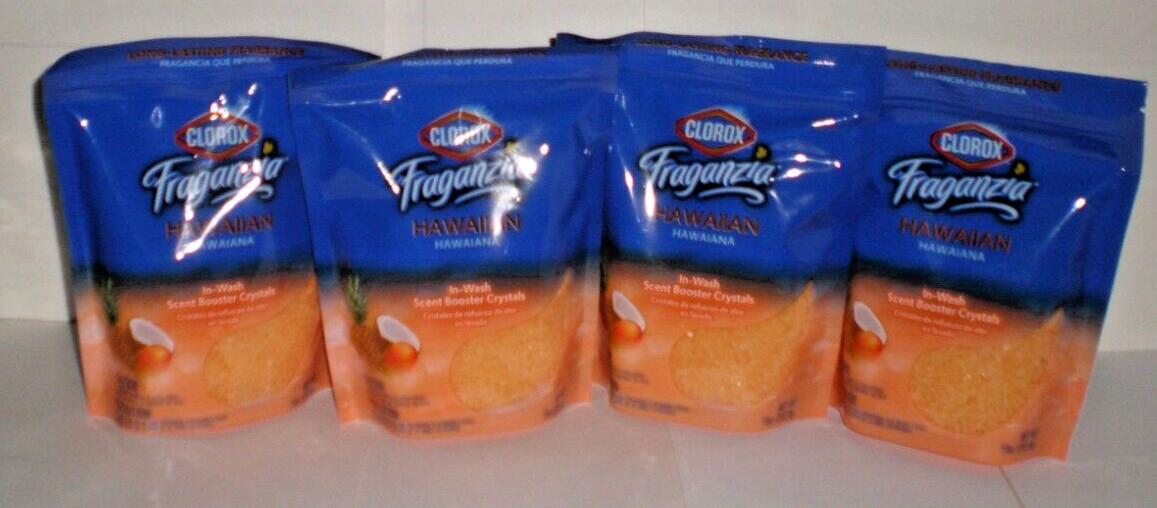 (4) FRAGANZIA HAWAIIAN IN WASH SCENT BOOSTER CRYSTALS NET WT 10 OZ. Each Bag