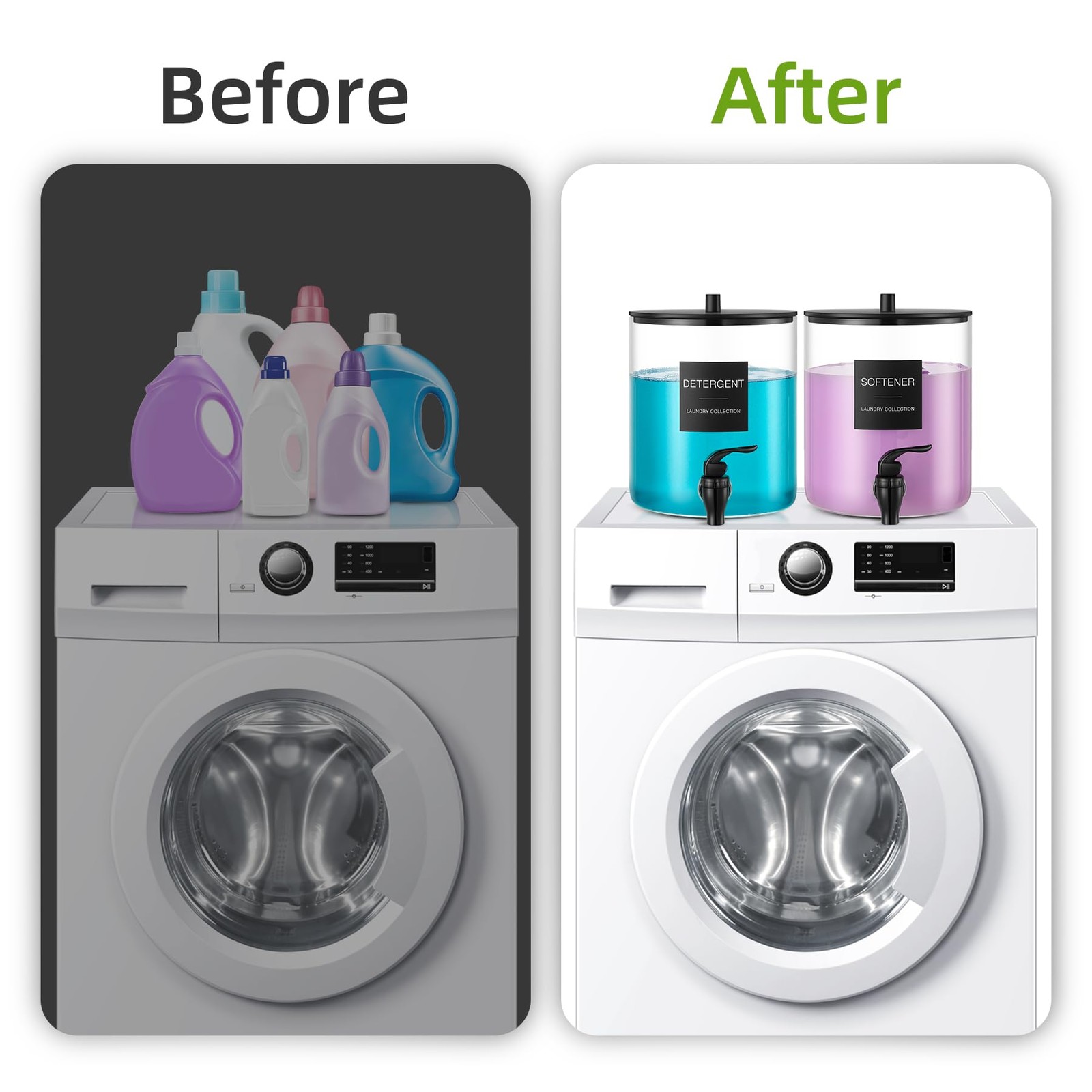 Glass Laundry Detergent Dispenser, 128 oz / 3.5L Fabric Softener Black01