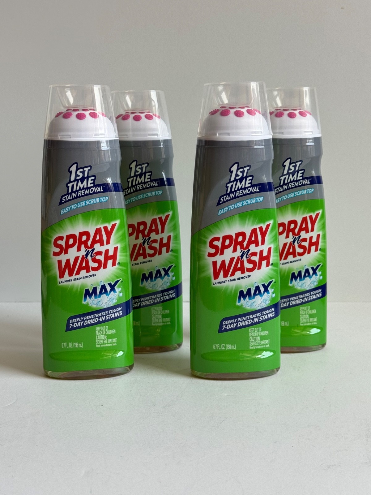 (4) Spray n Wash Max Laundry Stain Remover Gel Stick, Easy To Use, Scrub Top