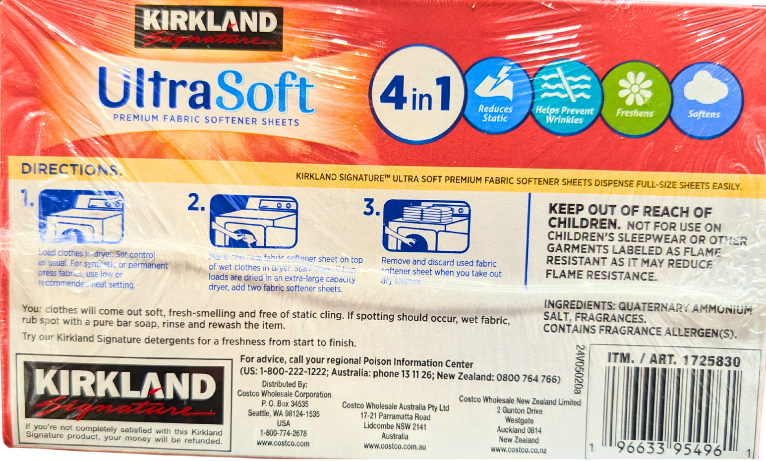 Kirkland Signature Ultra Soft Premium Fabric Softener 2/250 Sheets 500 Total