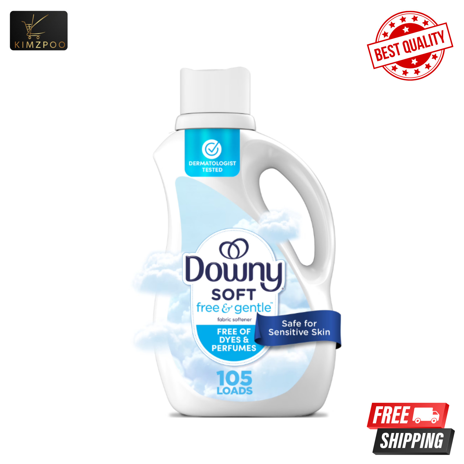 Downy Free Gentle Fabric Softener 77oz, Hypoallergenic 105 Loads, Laundry Care