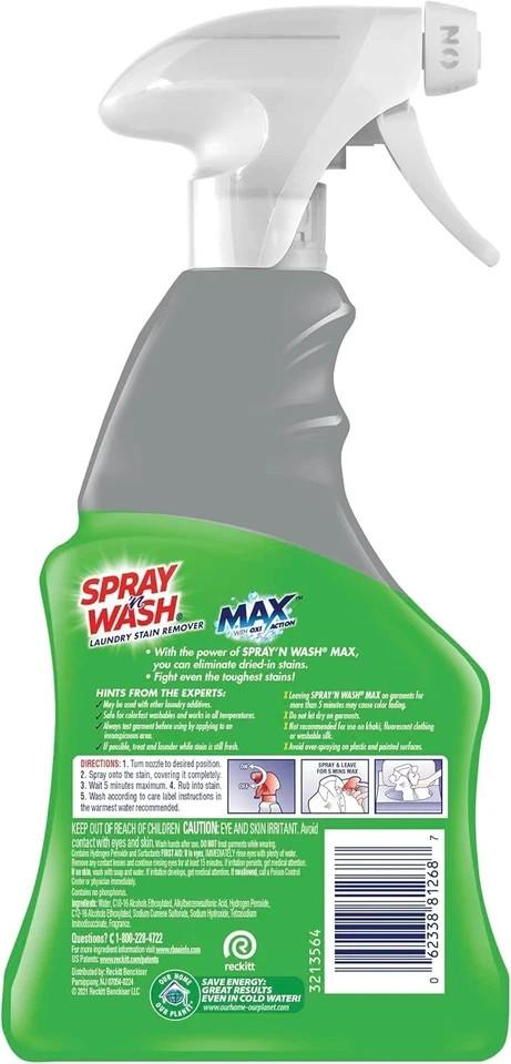 Spray ‘N Wash Max Laundry Strain Remover 16 oz Packaging may vary