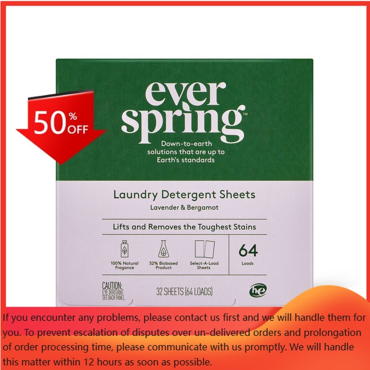 Lavender & Bergamot Laundry Detergent Sheets – 64 Loads – Everspring™