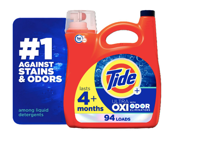 Tide Ultra OXI with Odor Eliminators Liquid Laundry Detergent, 94 Loads, 132 fl