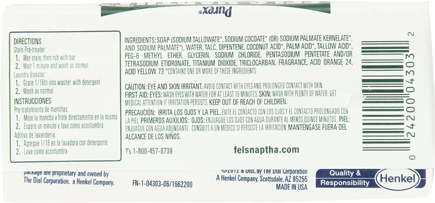 Zout Fels-Naptha Laundry Bar And Stain Remover 5 oz