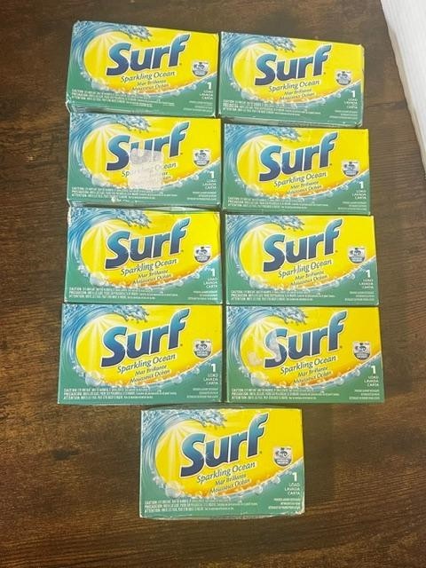 * 9 Pack – Surf Sparkling Ocean Powder Laundry Detergent 1 Load Each Box Vending