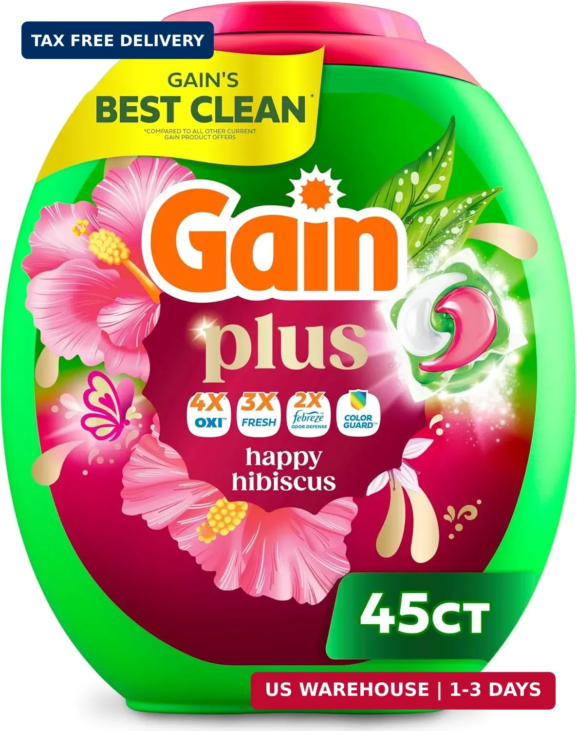 Gain Plus Flings Liquid Washing Detergent Pods, Gain’s Best Clean, All-In-One, H