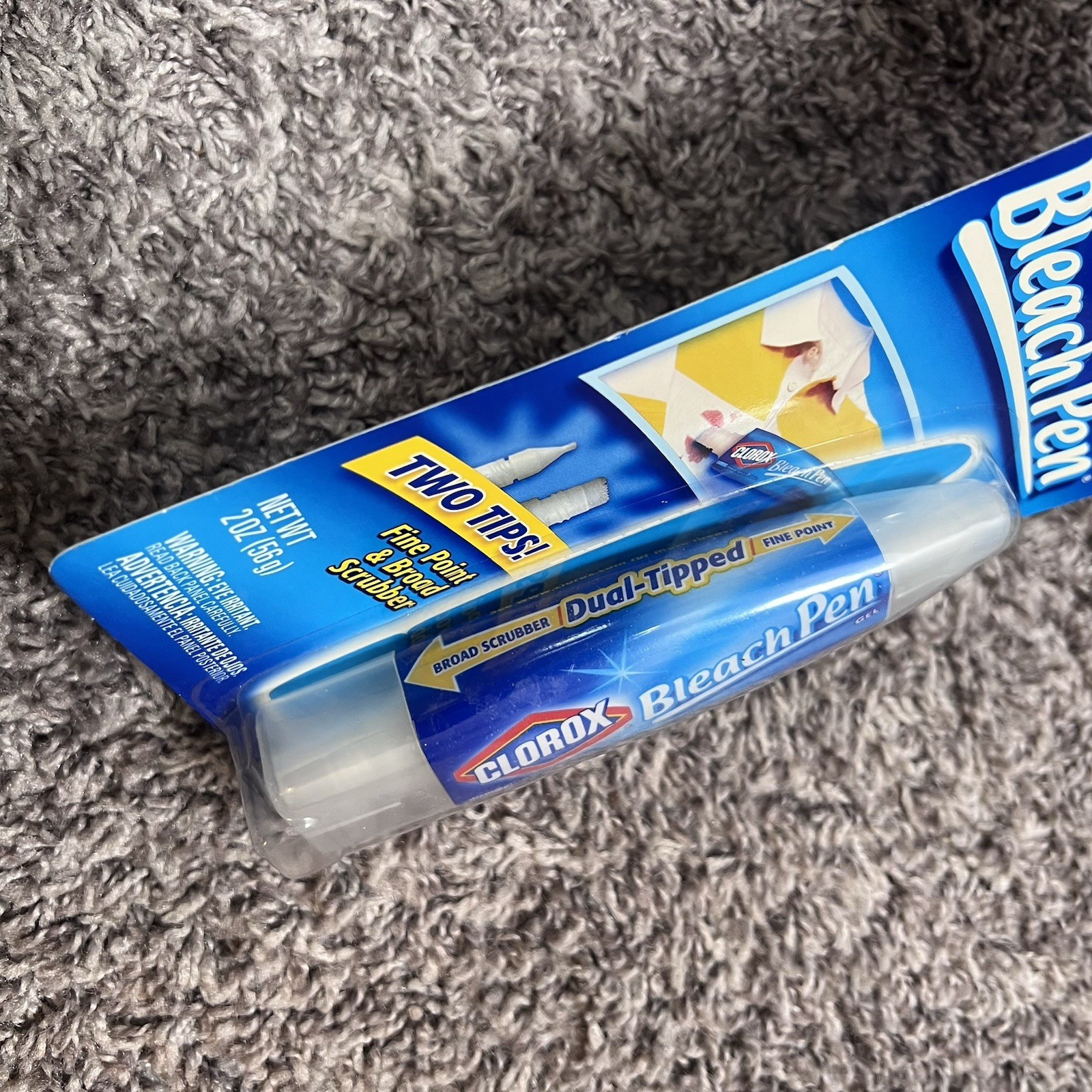 Clorox Bleach Pen Gel Stain Remover For Whites with Two Tips New