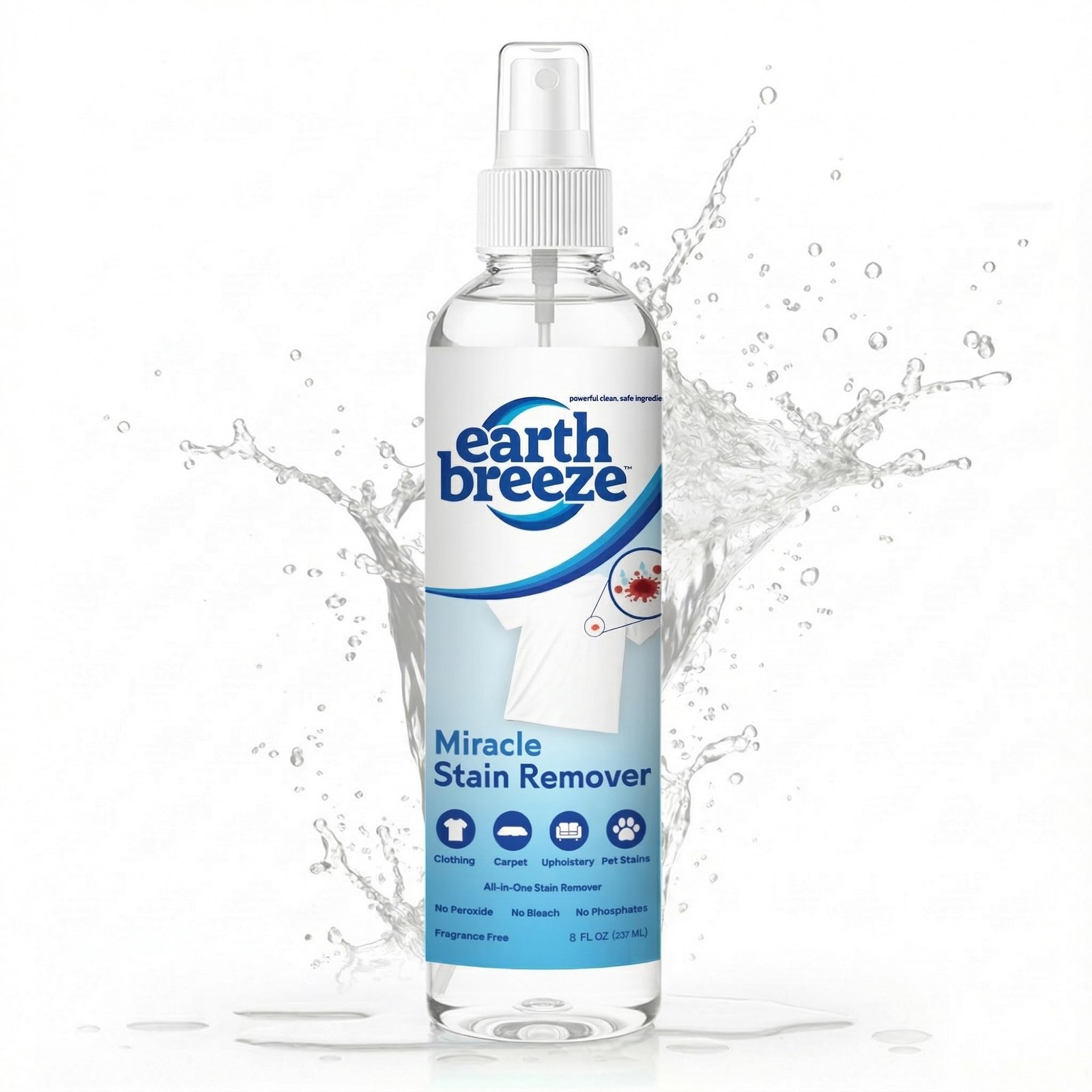 Earth Breeze Miracle Stain Remover Spray – Powerful 8 Fl Oz (Pack of 1)