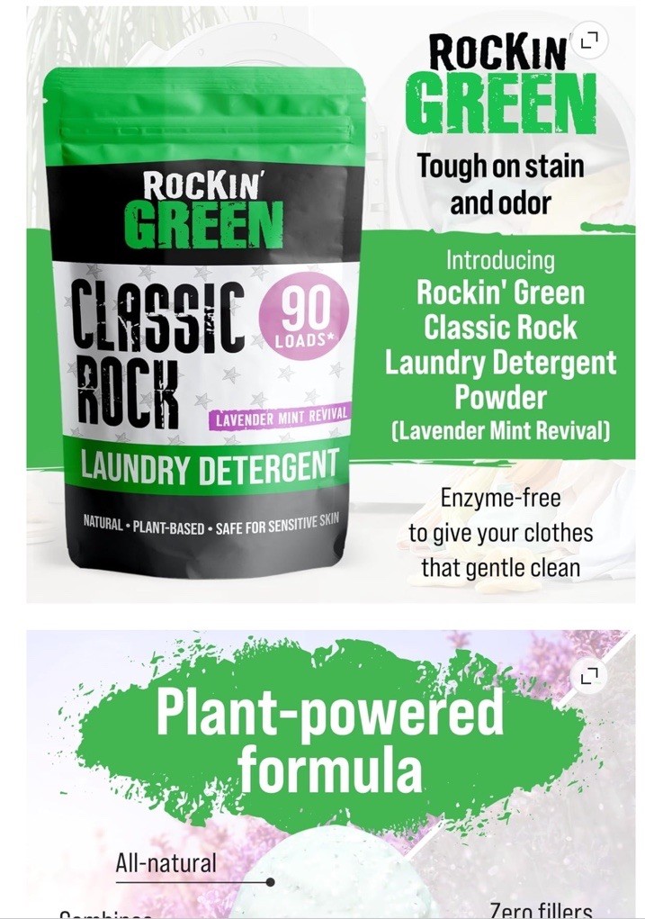 Rockin’ Green Classic Rock Laundry Detergent Lavender Mint Revival 90 Loads
