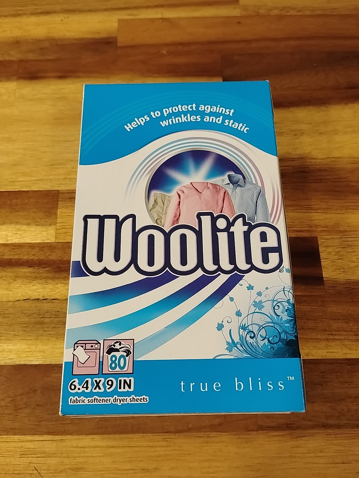 Woolite Vintage Fabric Softener True Bliss 80 Dryer Sheets new unopened box