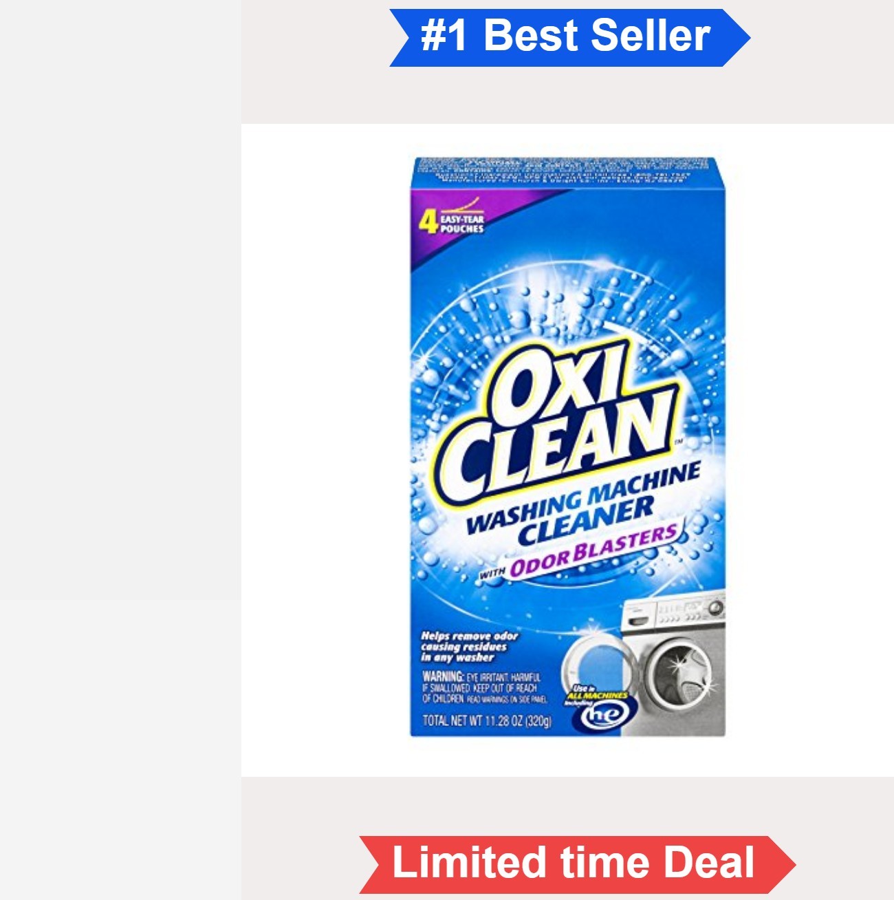 Washing Machine Cleaner Odor Remover 4 Count Liquid Pods 2 Pack HE Compatible