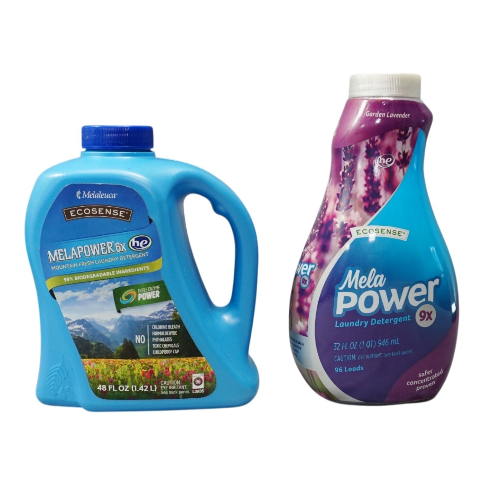 Lot of 2 Melaleuca EcoSense MelaPower Laundry Detergent Bottles Partial Full