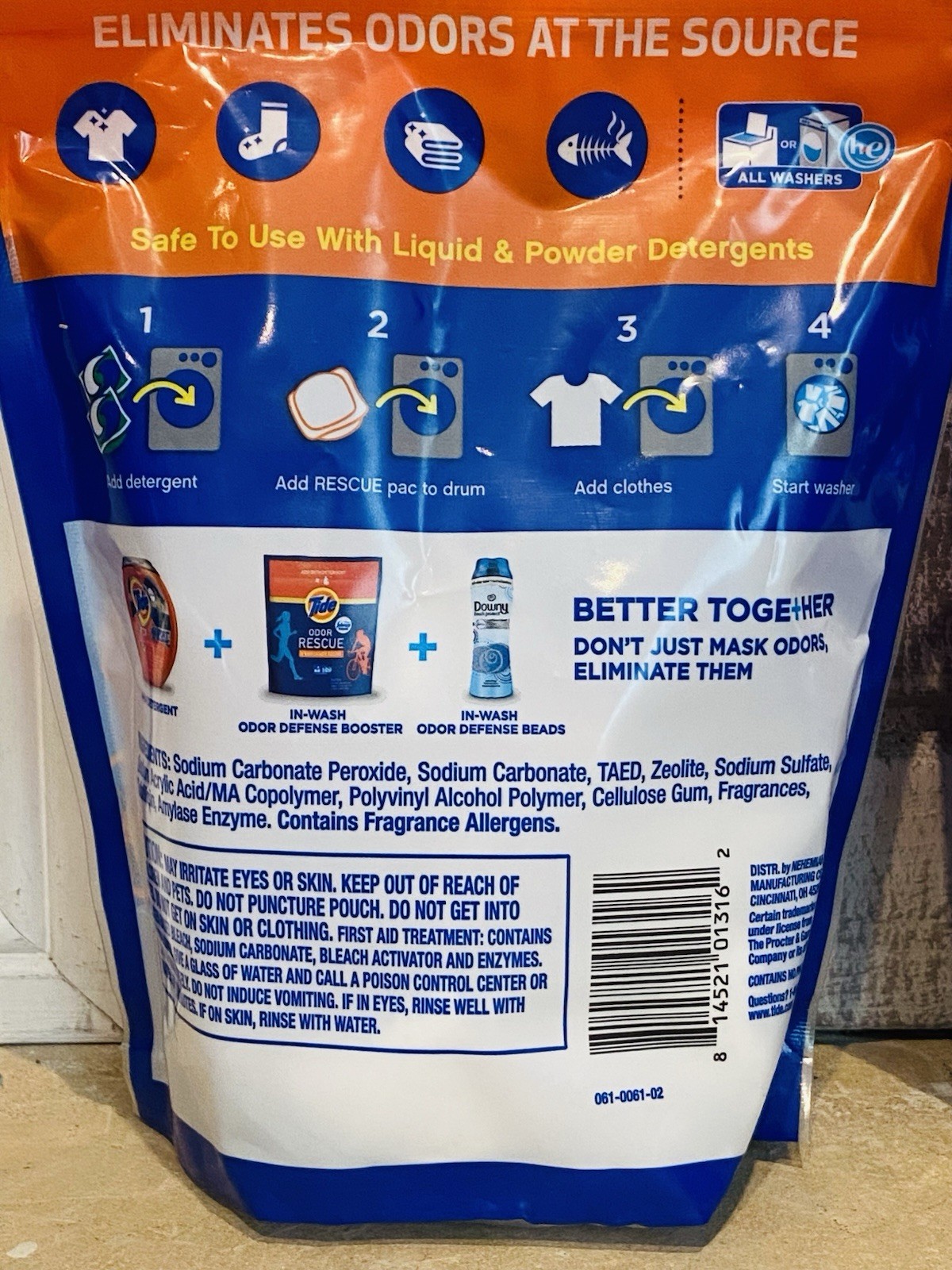 Tide Odor Rescue In Wash Laundry Booster Pacs 18 Count Fresh Scent Pods Lot of 2