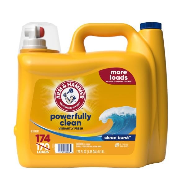 ARM & HAMMER Liquid Laundry Detergent, Clean Burst 174 Fl Oz (Pack of 1)