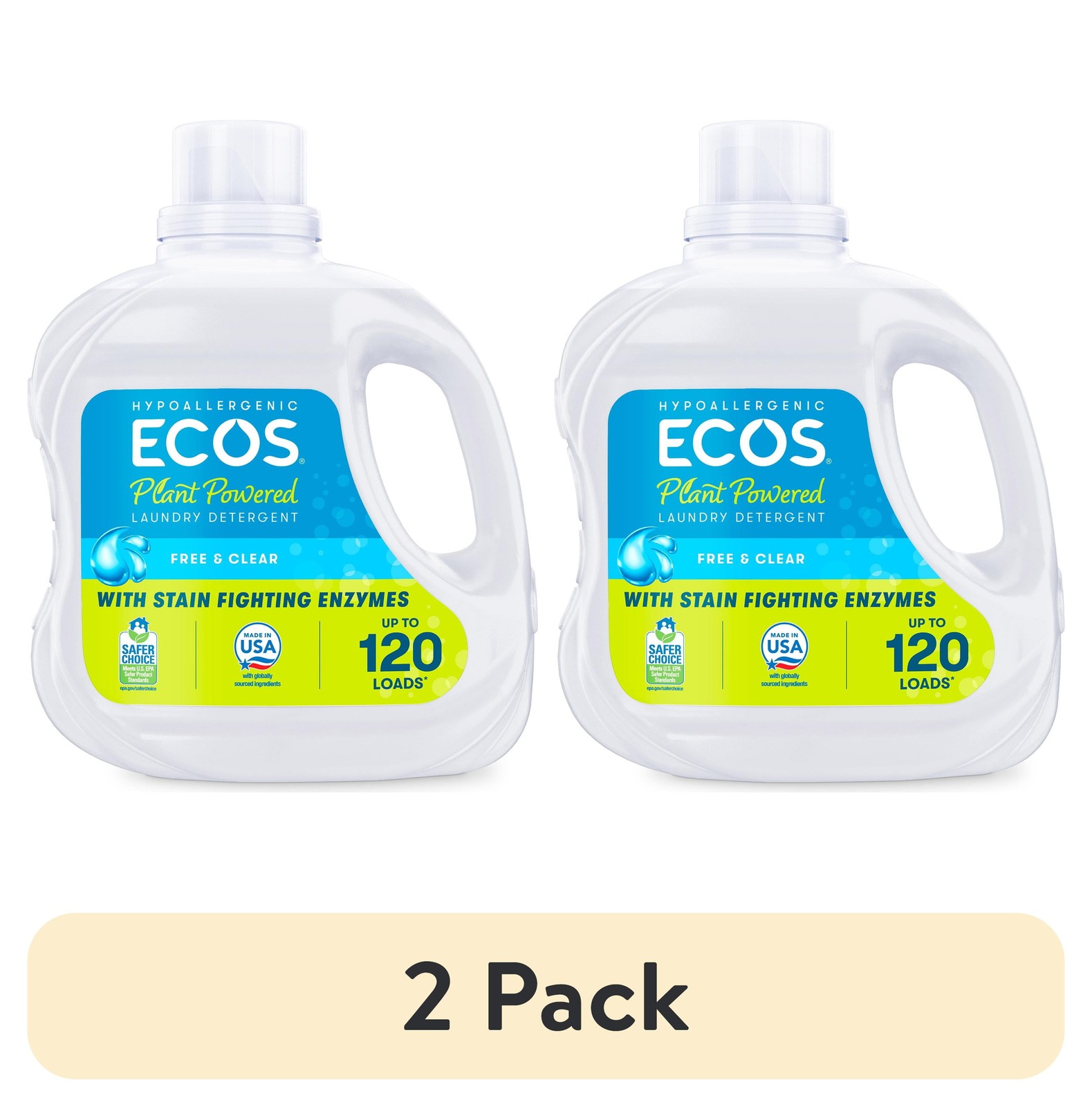 plus Liquid Laundry Detergent with Stain-Fighting Enzymes, Free & Clear, 1