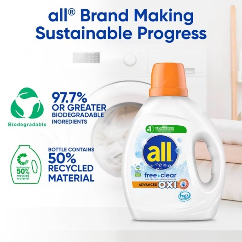 Unscented Free Clear Advanced Oxi HE Liquid, 49 Loads – 73fl oz