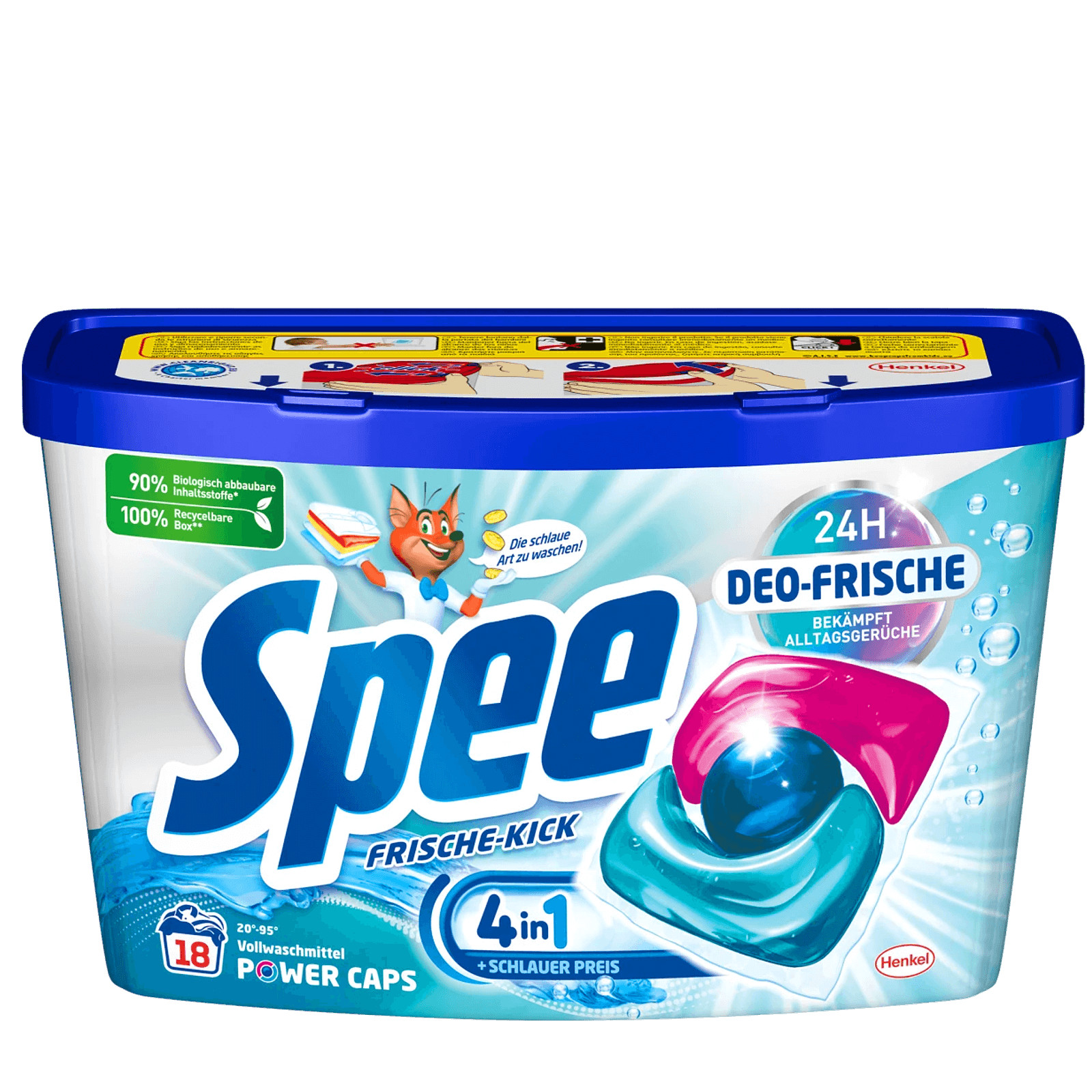 2x Spee 24H Deo Fresh Kick 4In1 Power Caps 18 WL Eliminates Odors 20 – 95°C