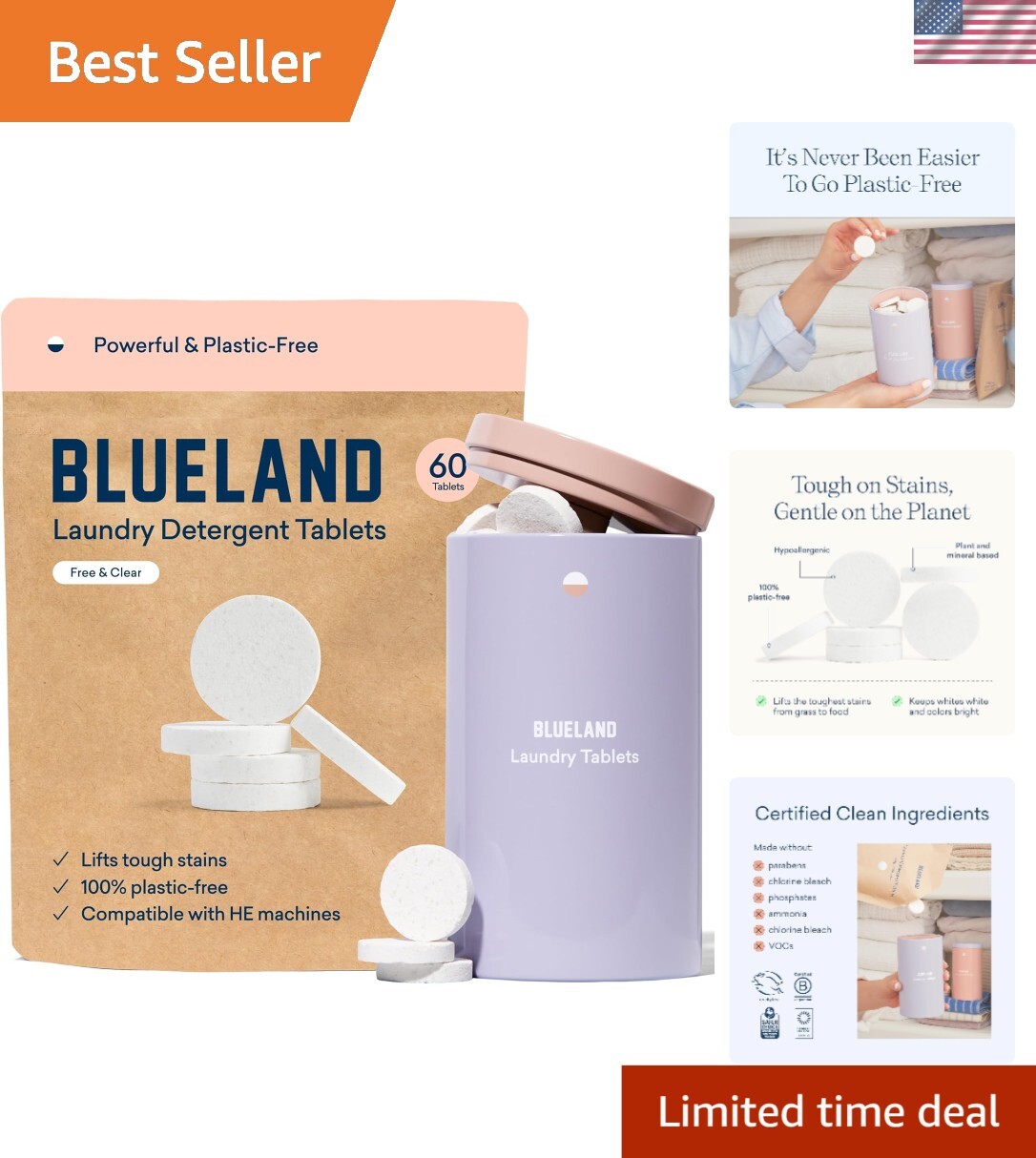 Gentle and Effective Laundry Tablet Starter Set – 61 Count, Eco-Friendly Choice