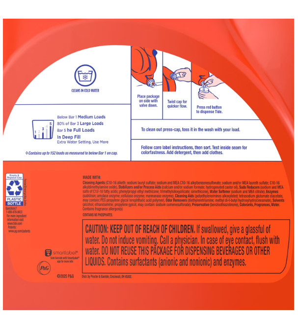 Tide Ultra Concentrated Liquid Laundry Detergent, Original, 152 loads 170 fl.