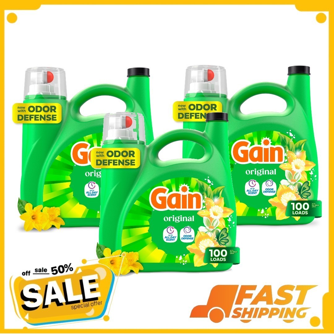 ( 2 Pack ) Gain Laundry Detergent Liquid, Original Scent, 132 fl oz, 100 Loads