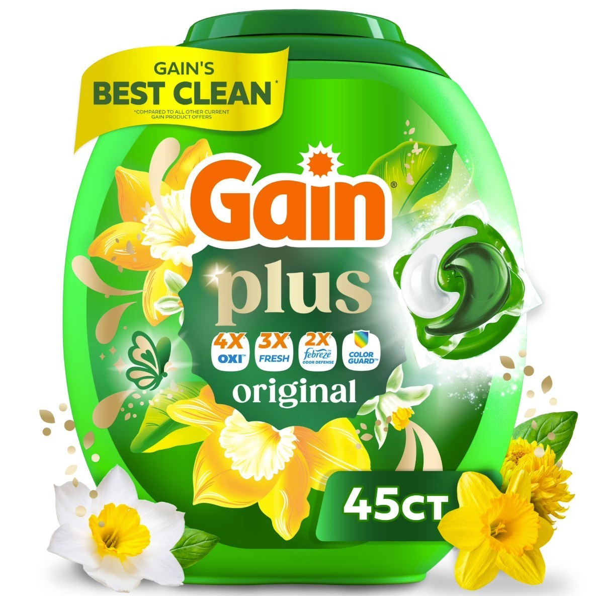 [HOT SALE] Gain Plus Flings All In One Laundry Pacs Original Scent 45 Ct 2 Pk