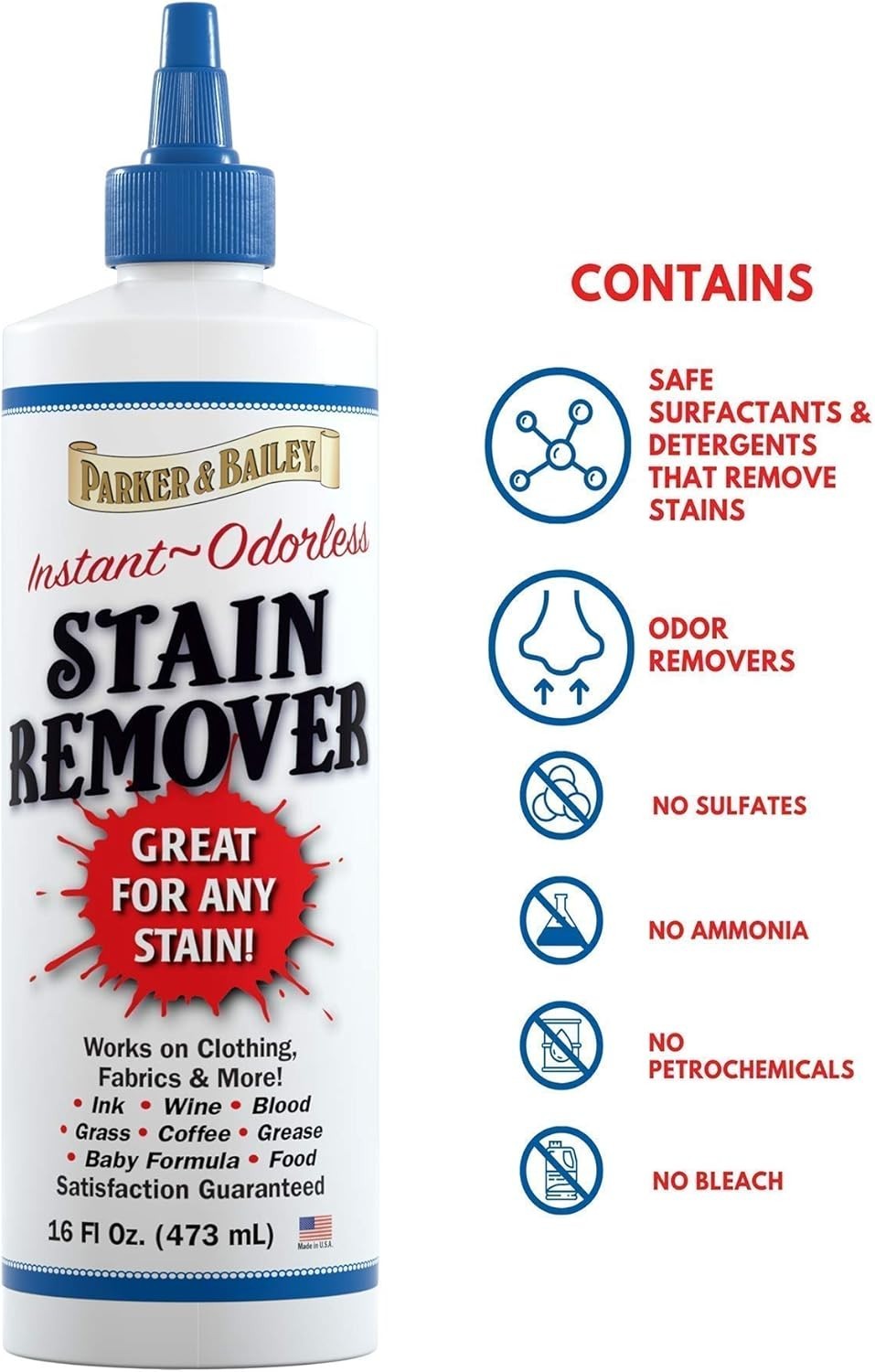 Parker and Bailey Stain Remover- Blood Stain Remover for Carpet, Clothes, Sheets