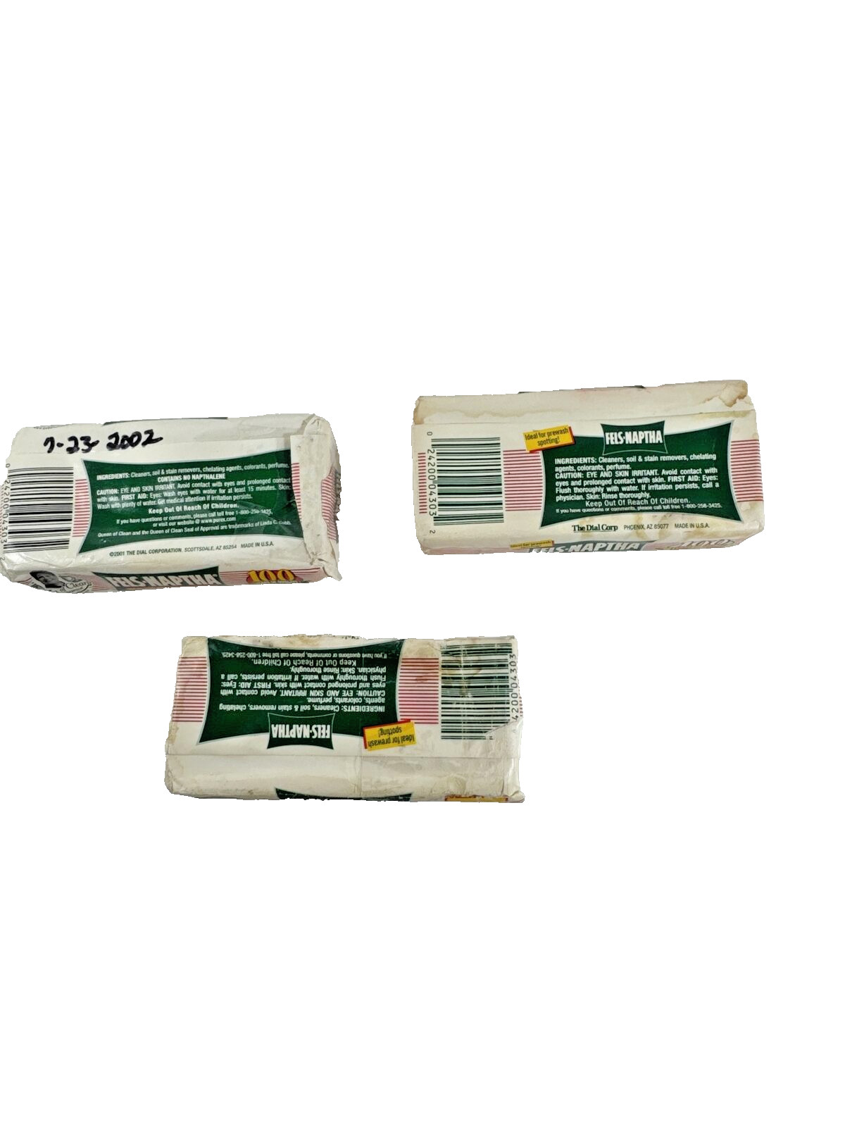 3X VINTAGE Fels-Naptha Laundry Bar Stain Remover 5-1/2 oz. Bars PACKAGE DAMAGE