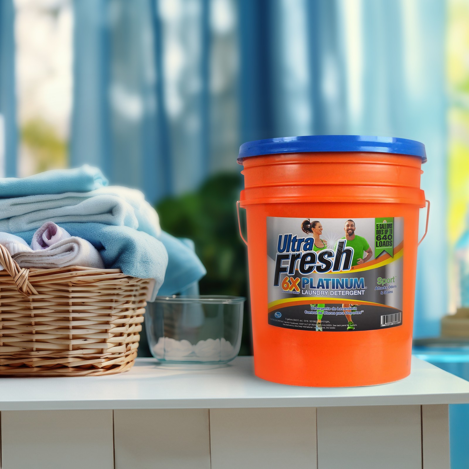 Ultra Fresh 6X Platinum 5 Gallon Sport Laundry Detergent, Up to 640 Loads w/Pump