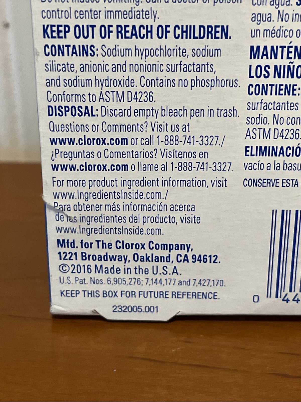Clorox Bleach Pen Gel for Whites 2 Oz New Discontinued 2016 Dual Tip