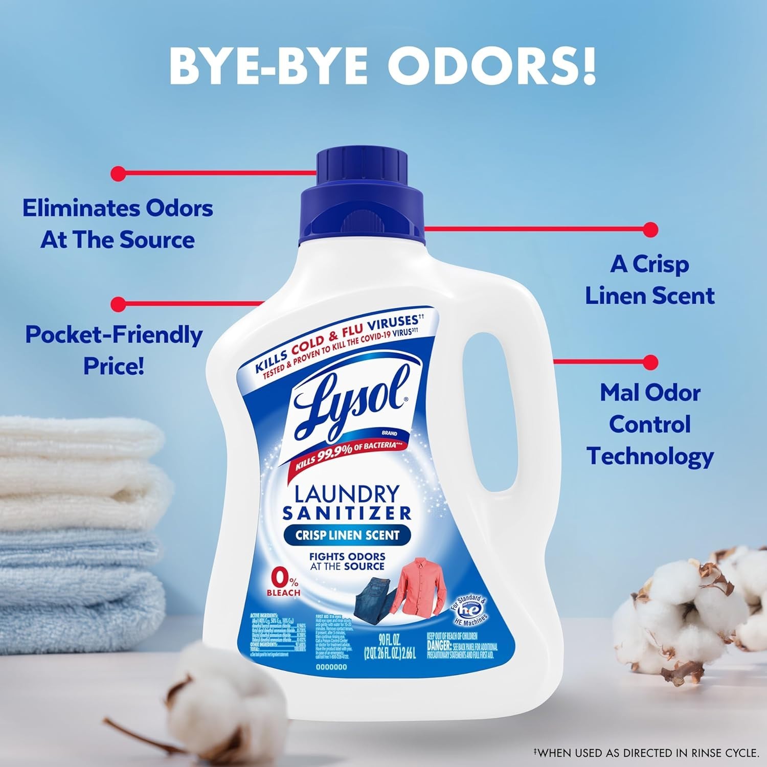 Lysol Laundry Sanitizer Additive 90oz Crisp Linen New