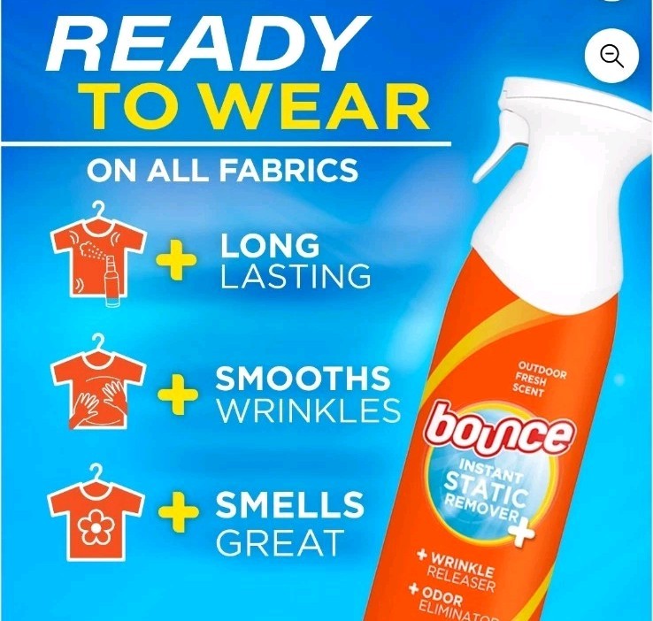 Bounce Rapid Touch-Up 3 in 1 Static Remover, Wrinkle Releaser, 2 Pack.