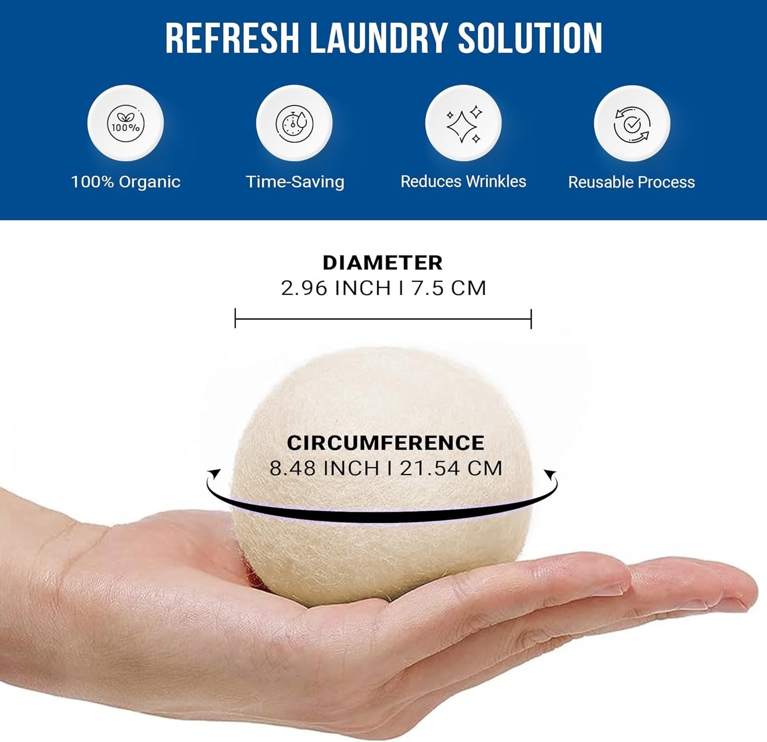 Quality Wool Dryer Balls – 4 XL Pack – 1000+ Loads – Pure Organic Wool – Reus…