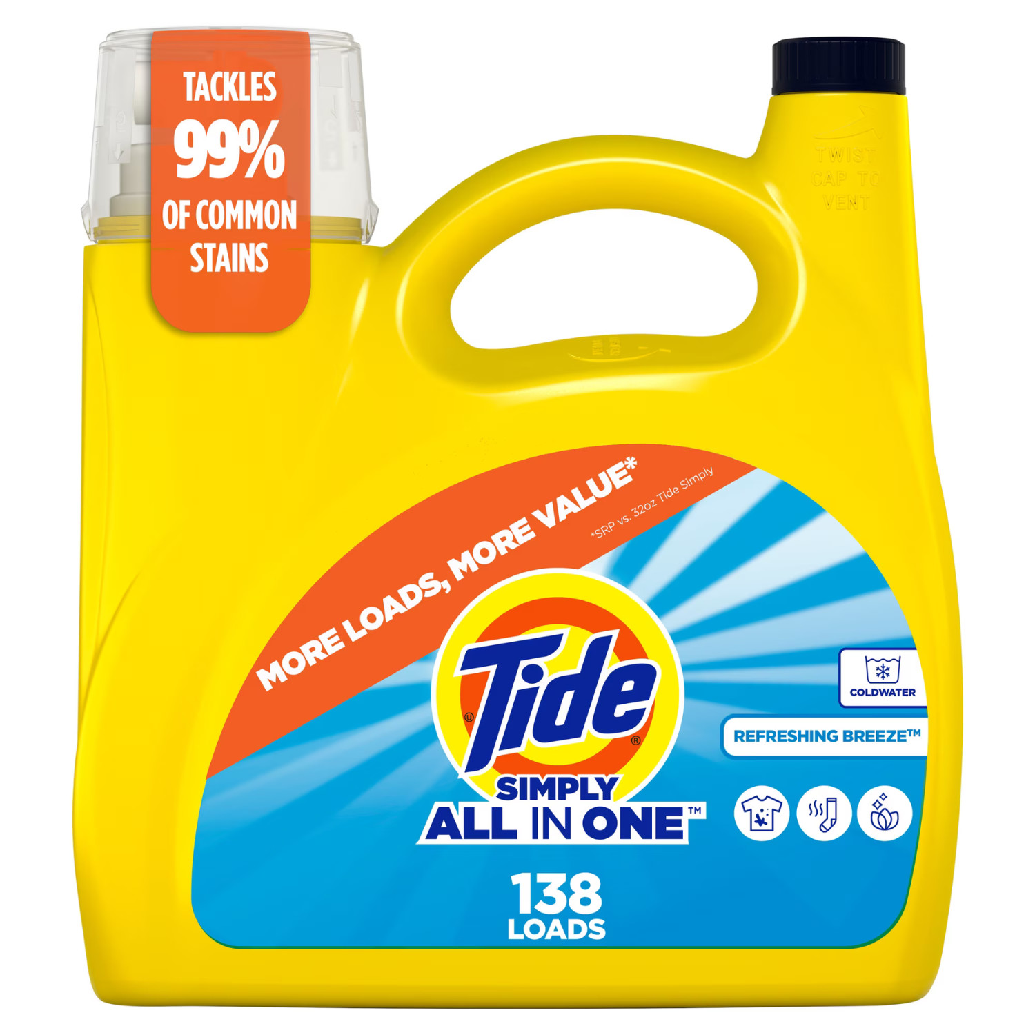 Tide Simply All-In-One Liquid Laundry Detergent Refreshing Breeze 173 oz, 2 Pack